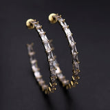 Sparkling CZ Stone Hoop Earrings for Women