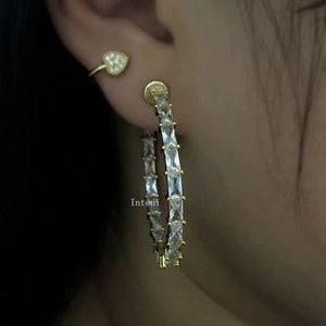 Sparkling CZ Stone Hoop Earrings for Women