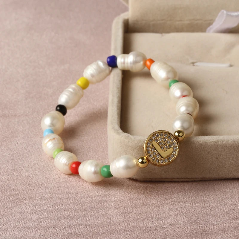Round Pear 26 Letter Colored Spacer Bead Alphabet Bracelet Charms
