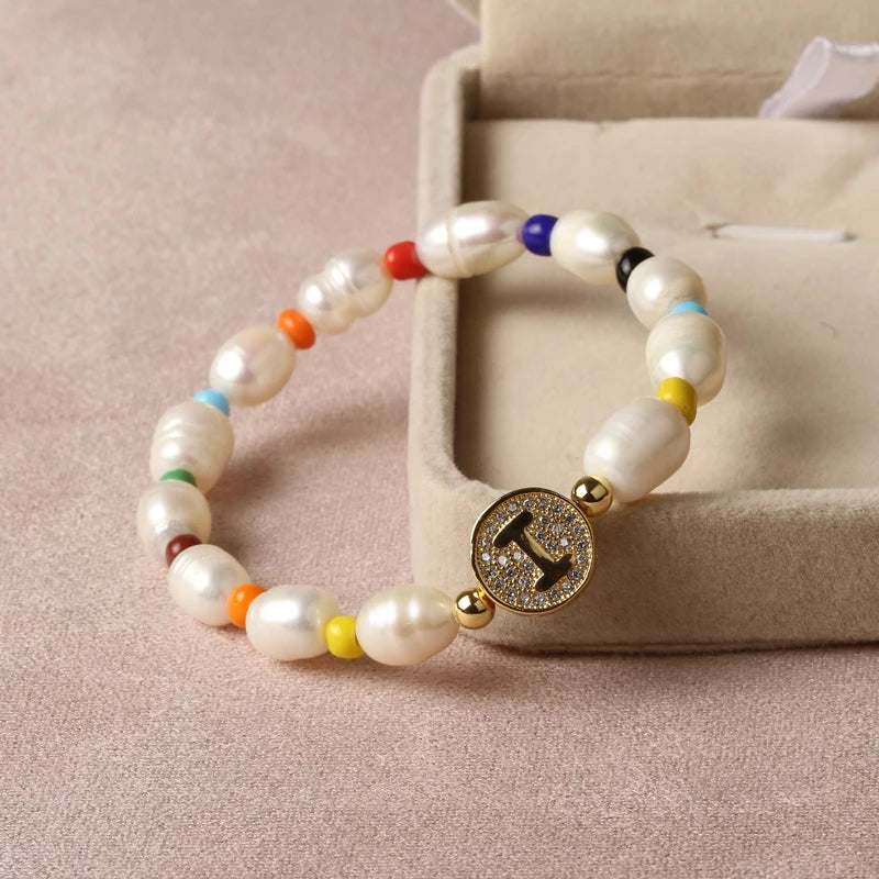 Round Pear 26 Letter Colored Spacer Bead Alphabet Bracelet Charms