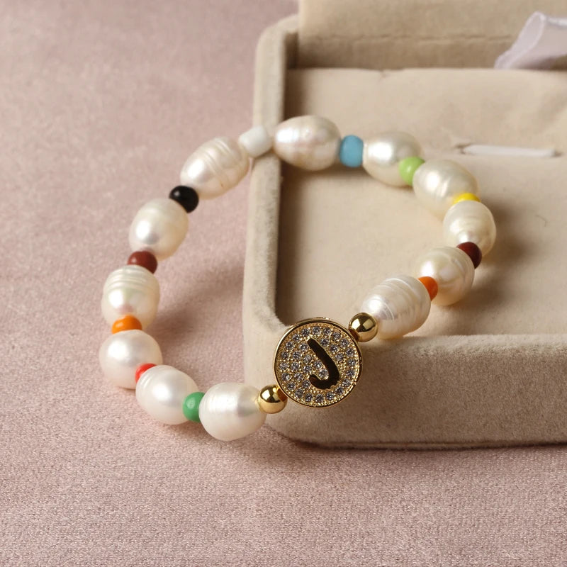 Round Pear 26 Letter Colored Spacer Bead Alphabet Bracelet Charms