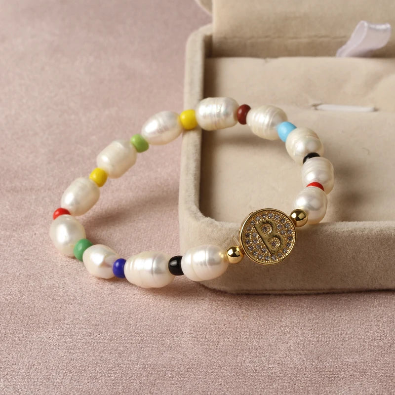 Round Pear 26 Letter Colored Spacer Bead Alphabet Bracelet Charms