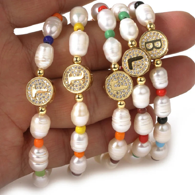 Round Pear 26 Letter Colored Spacer Bead Alphabet Bracelet Charms