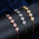 Adjustable Round CZ Rhinestone Chain Bracelet Crystal Bangles Gift