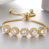 Adjustable Round CZ Rhinestone Chain Bracelet Crystal Bangles Gift