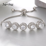 Adjustable Round CZ Rhinestone Chain Bracelet Crystal Bangles Gift