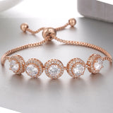 Adjustable Round CZ Rhinestone Chain Bracelet Crystal Bangles Gift