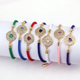 Round Shape CZ Zircon Bangles Bracelet For Women Girls Bohemia Rope Bracelets