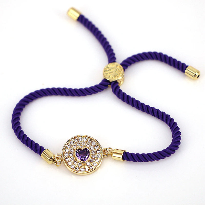 Round Shape CZ Zircon Bangles Bracelet For Women Girls Bohemia Rope Bracelets