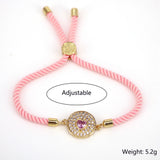 Round Shape CZ Zircon Bangles Bracelet For Women Girls Bohemia Rope Bracelets