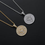 Round Shape Prong Setting Bling Bling Zircon Necklace Brass CZ Pendants