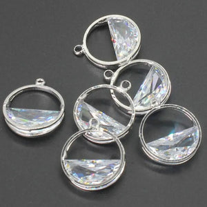 Rhodium Plated Alloy Pendant Charms 14mm 4pcs