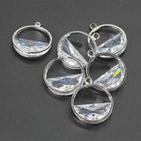 Rhodium Plated Alloy Pendant Charms 14mm 4pcs