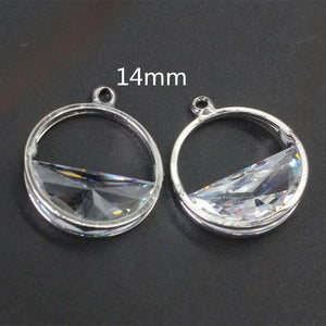 Rhodium Plated Alloy Pendant Charms 14mm 4pcs