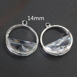 Rhodium Plated Alloy Pendant Charms 14mm 4pcs