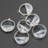 Rhodium Plated Alloy Pendant Charms 14mm 4pcs