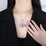 Ruby Aquamarine Square Pendant Necklace Vintage Jewelry Gift