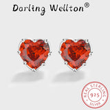 Ruby Heart Shape Silver Stud Earrings Red Octopus Gift