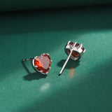 Ruby Heart Shape Silver Stud Earrings Red Octopus Gift