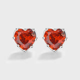 Ruby Heart Shape Silver Stud Earrings Red Octopus Gift