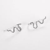 S925 Punk Long Snake Earrings Retro Personality Stud Earrings For Women