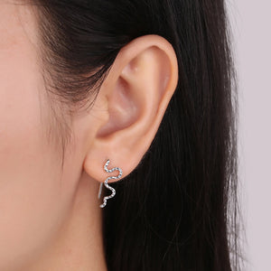 S925 Punk Long Snake Earrings Retro Personality Stud Earrings For Women