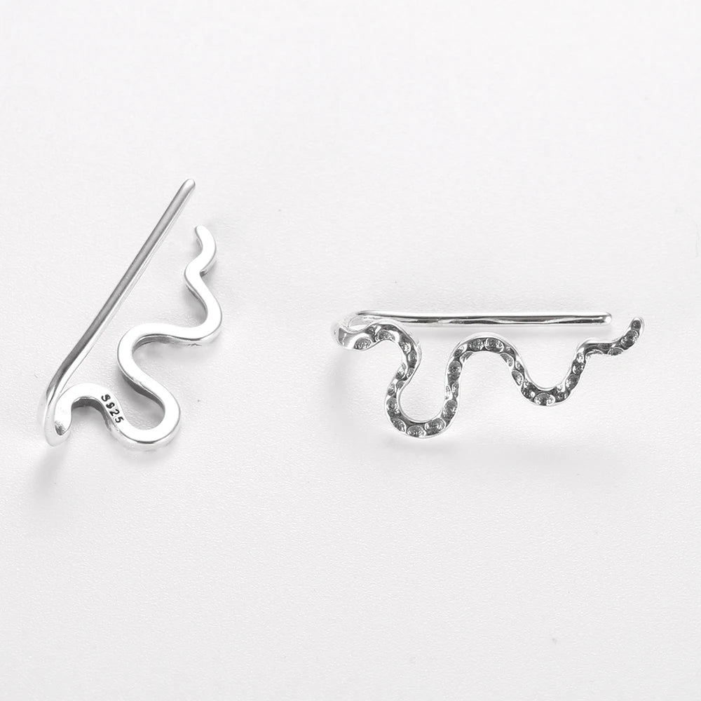 S925 Punk Long Snake Earrings Retro Personality Stud Earrings For Women