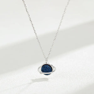 Sterling Silver Crystal Cluster Planet Necklace Glaze Starry Sky Necklace