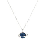 Sterling Silver Crystal Cluster Planet Necklace Glaze Starry Sky Necklace