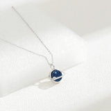 Sterling Silver Crystal Cluster Planet Necklace Glaze Starry Sky Necklace