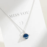 Sterling Silver Crystal Cluster Planet Necklace Glaze Starry Sky Necklace