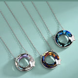 Sterling Silver Crystal Necklace With Butterfly Pendant