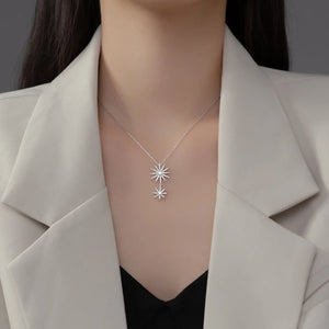 S925 Silver Diamond Flower Necklace Clavicle Chain Pendant