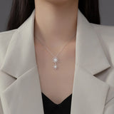 S925 Silver Diamond Flower Necklace Clavicle Chain Pendant