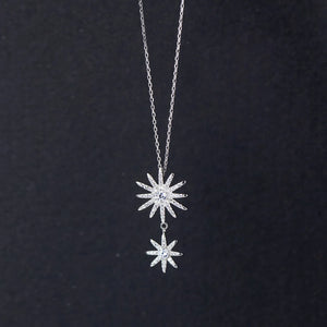 S925 Silver Diamond Flower Necklace Clavicle Chain Pendant
