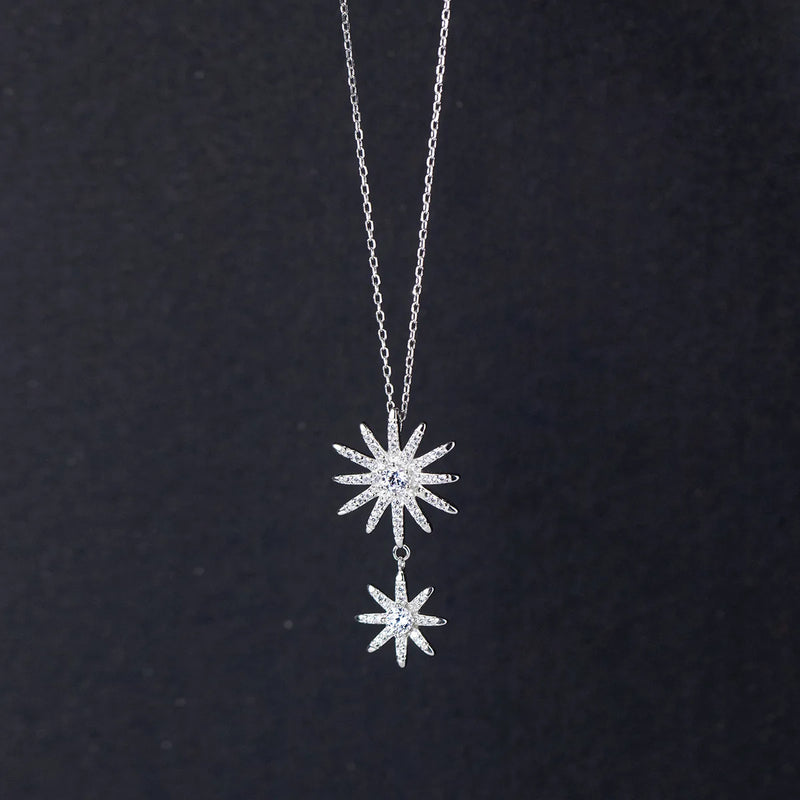 S925 Silver Diamond Flower Necklace Clavicle Chain Pendant