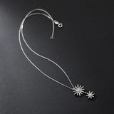 S925 Silver Diamond Flower Necklace Clavicle Chain Pendant