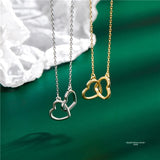 S925 Double Love Pendant Necklaces Women Sterling Silver Clavicle Chain Jewelry