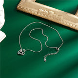S925 Double Love Pendant Necklaces Women Sterling Silver Clavicle Chain Jewelry