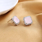 S925 Sterling Silver Pink Zircon Earrings for Women