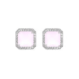 S925 Sterling Silver Pink Zircon Earrings for Women