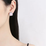 S925 Sterling Silver Pink Zircon Earrings for Women