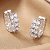S925 Heart Stud Earrings Light Zircon 15MM - Women's Charm Jewelry