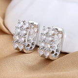 S925 Heart Stud Earrings Light Zircon 15MM - Women's Charm Jewelry