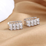 S925 Heart Stud Earrings Light Zircon 15MM - Women's Charm Jewelry