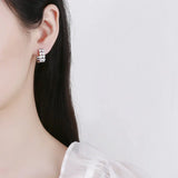 S925 Heart Stud Earrings Light Zircon 15MM - Women's Charm Jewelry