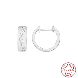 S925 Silver Hoop Earrings Zircon Ear Buckles Anniversary Jewelry
