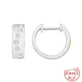 S925 Silver Hoop Earrings Zircon Ear Buckles Anniversary Jewelry