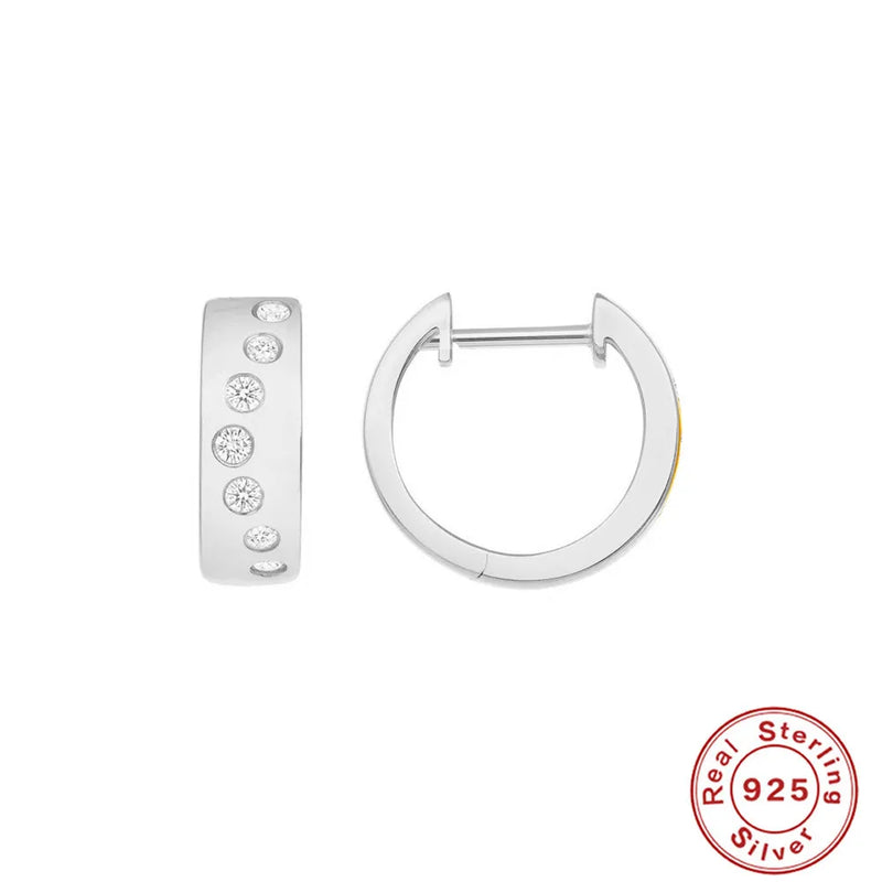 S925 Silver Hoop Earrings Zircon Ear Buckles Anniversary Jewelry