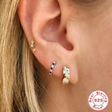 S925 Silver Hoop Earrings Zircon Ear Buckles Anniversary Jewelry